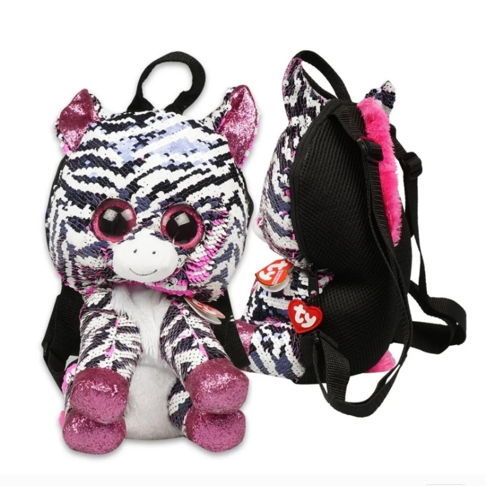 Ty Flippables Sequins Zebra Plush Backpack 13